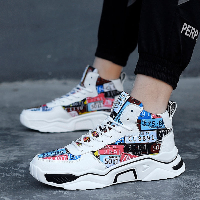 Graffiti Canvas High Top Sneakers