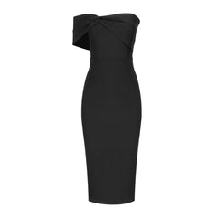 Chic Slash Neck Midi Dress