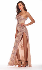 Sexy One Shoulder Sequins Long Dresses