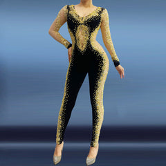 Rhinestone Black Jumpsuit