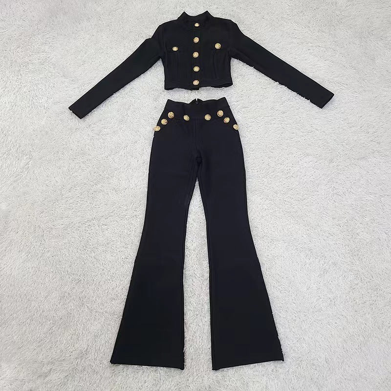 Black Bandage Sweatsuit Set