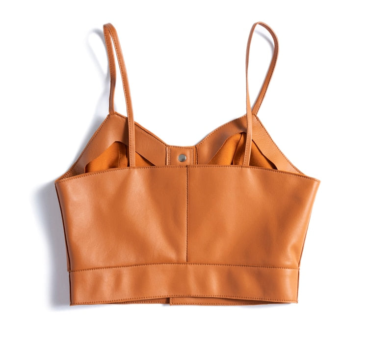 Sling Leather Tube Top Mujer