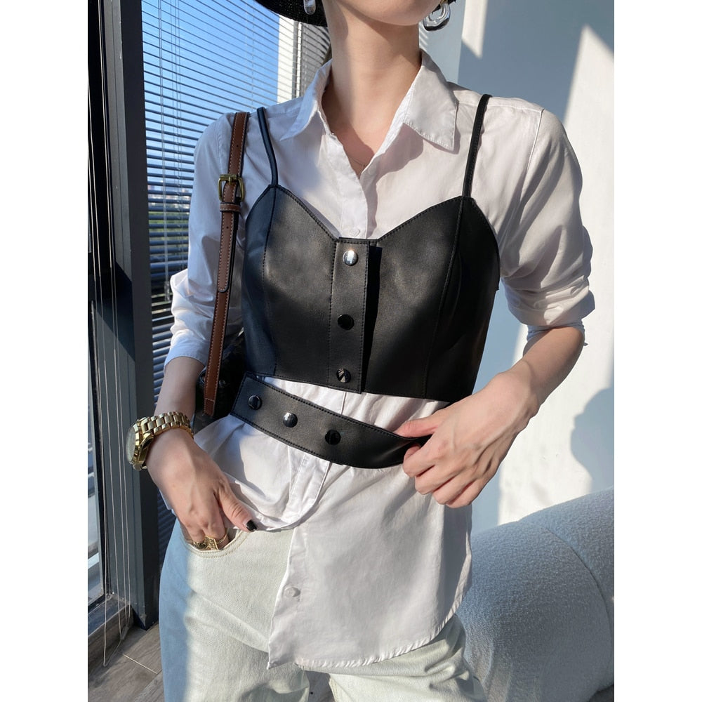 Sling Leather Tube Top Mujer