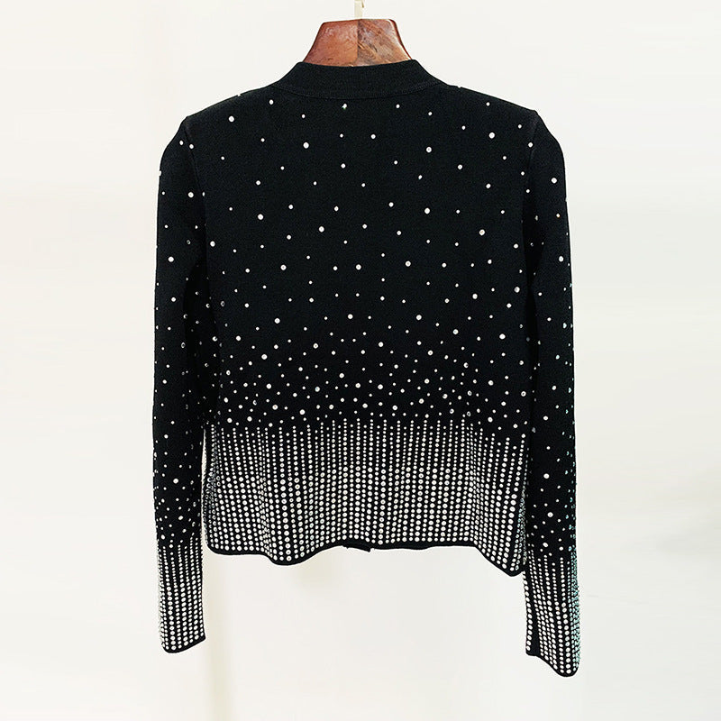 Chic Luxury Crystal Beading Blazer Sweater