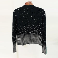 Chic Luxury Crystal Beading Blazer Sweater