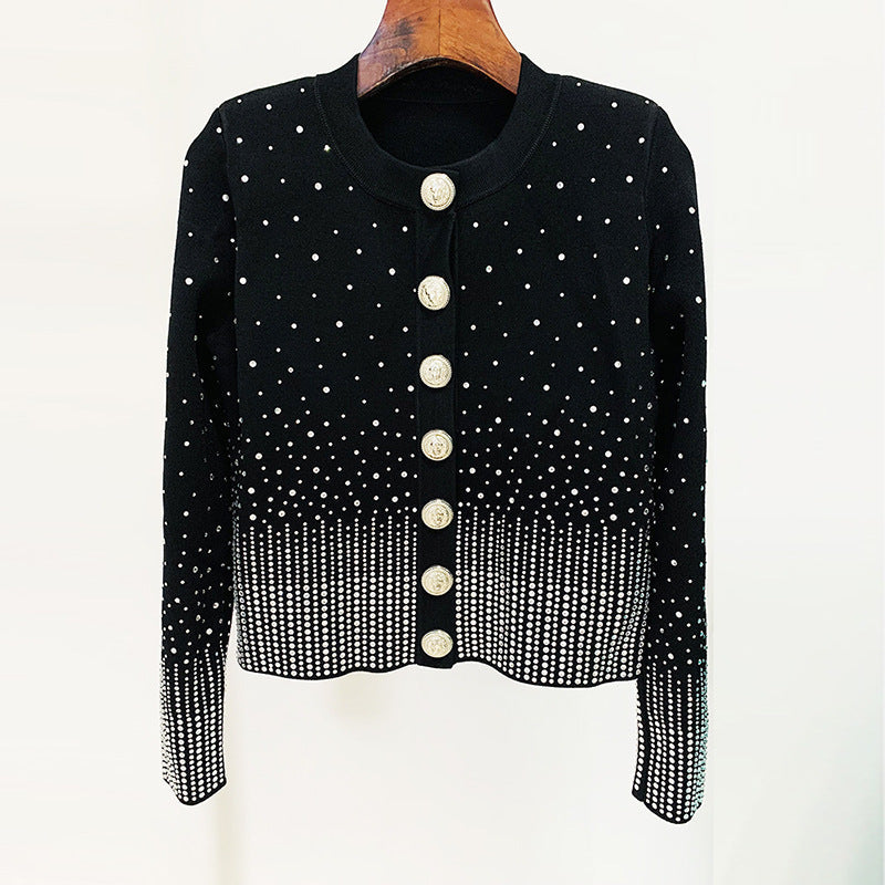 Chic Luxury Crystal Beading Blazer Sweater