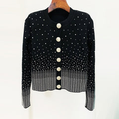 Chic Luxury Crystal Beading Blazer Sweater