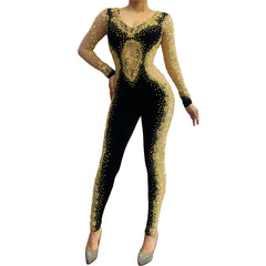 Rhinestone Black Jumpsuit