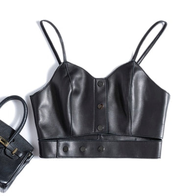 Sling Leather Tube Top Mujer