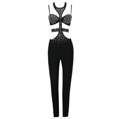 Bodycon Crystal Bandage Jumpsuits