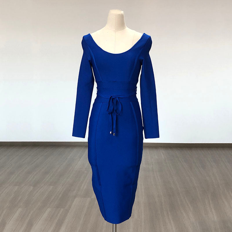 Chic Luxury Long Sleeve Bandage Dress