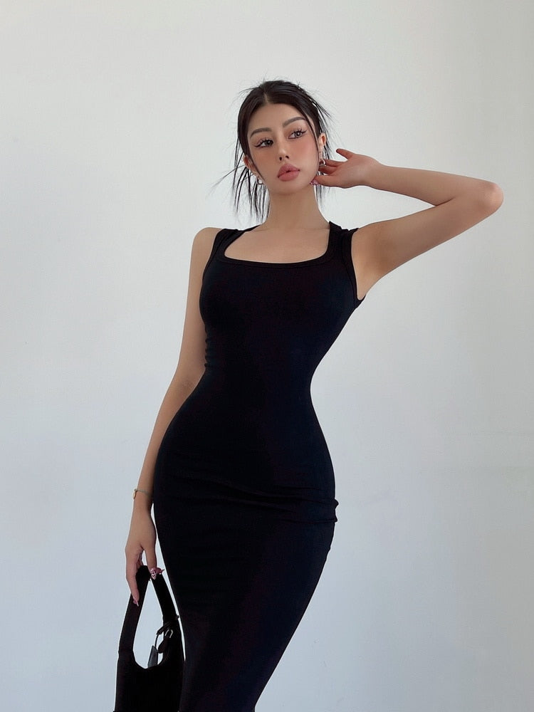 Shoulder Strap Slim Tank Dresses