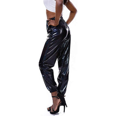 Shiny Patent Leather High Waist Pants