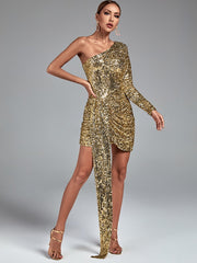 Sequined Golden Evening Dress