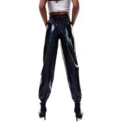 Shiny Patent Leather High Waist Pants