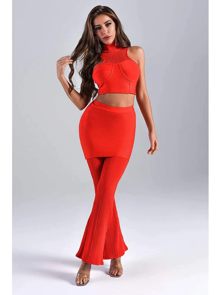 Chic Bandage Crop Top and Pants Set