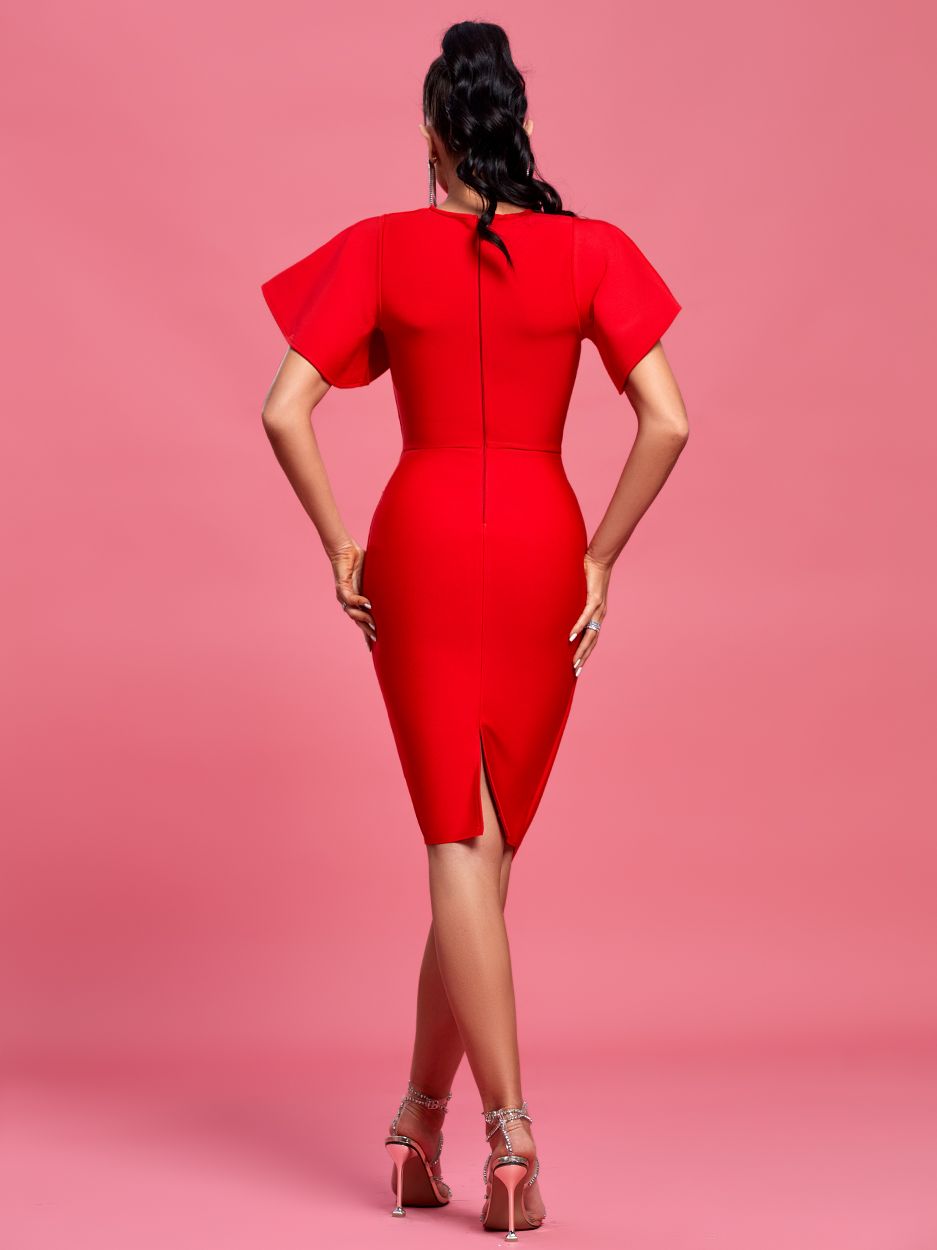 Red Midi Bandage Dress