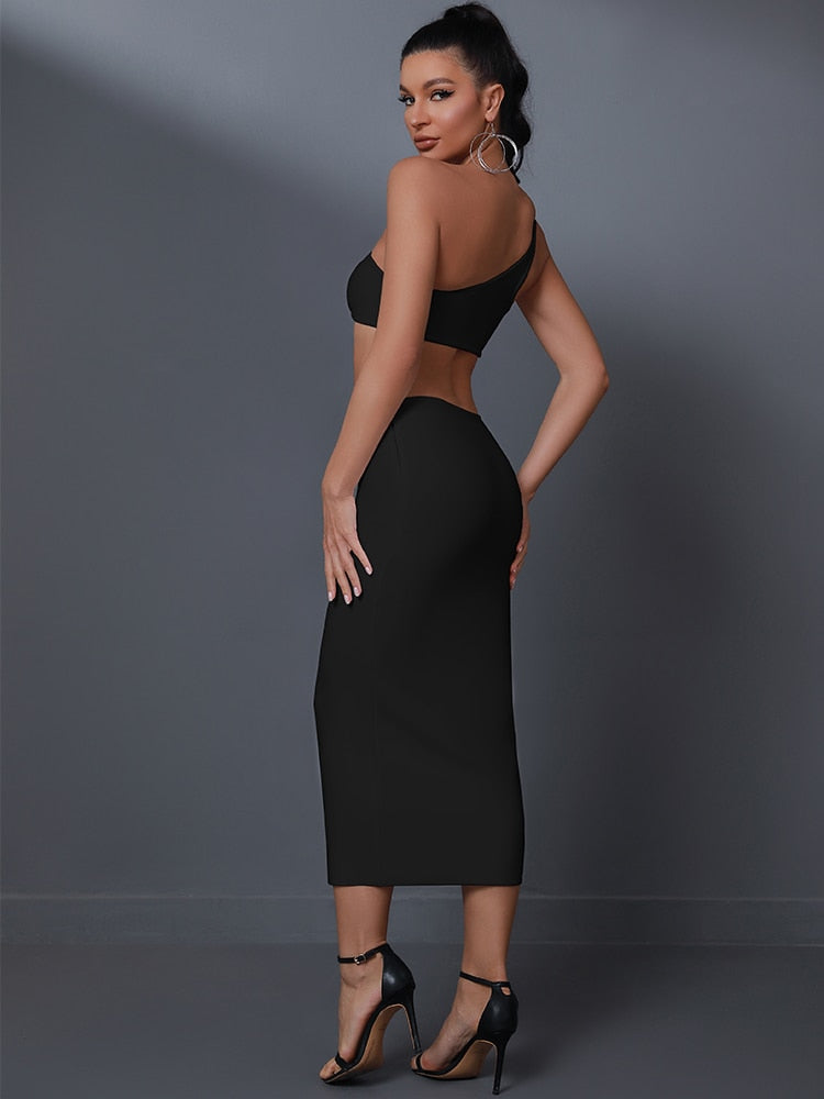 Backless Cut Out Midi Party Dress