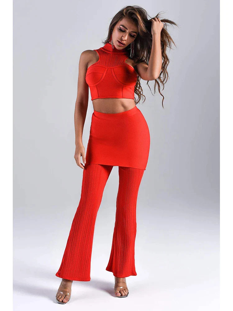 Chic Bandage Crop Top and Pants Set