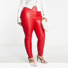 Chic England-Style Plus-Size Leather Pants