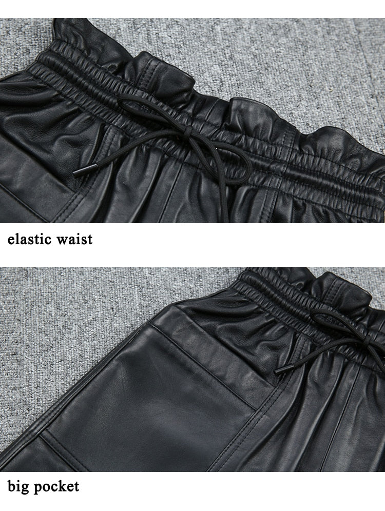 Casual Genuine Leather Shorts