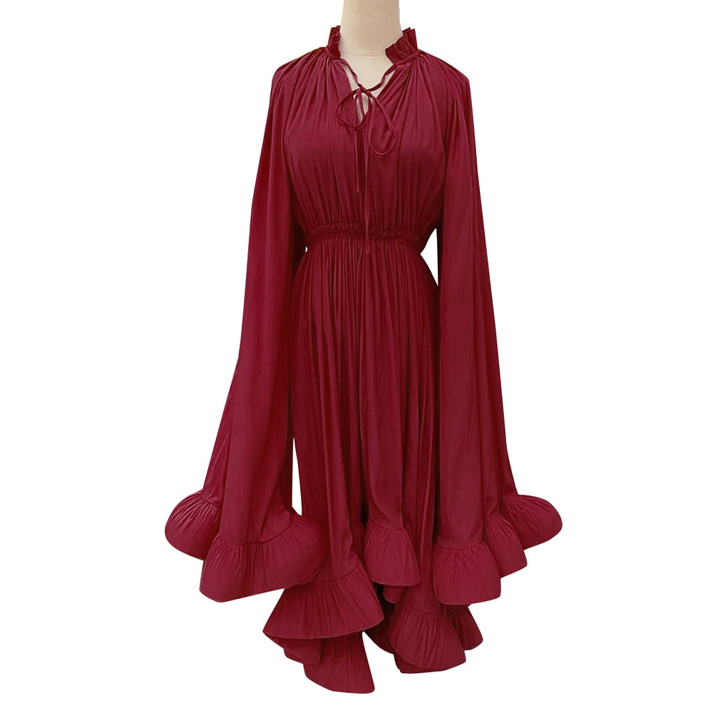 Irregular Cloak Sleeves Spliced Dress