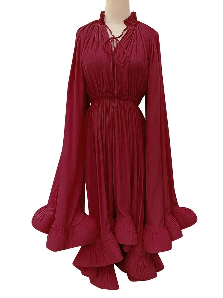 Irregular Cloak Sleeves Spliced Dress