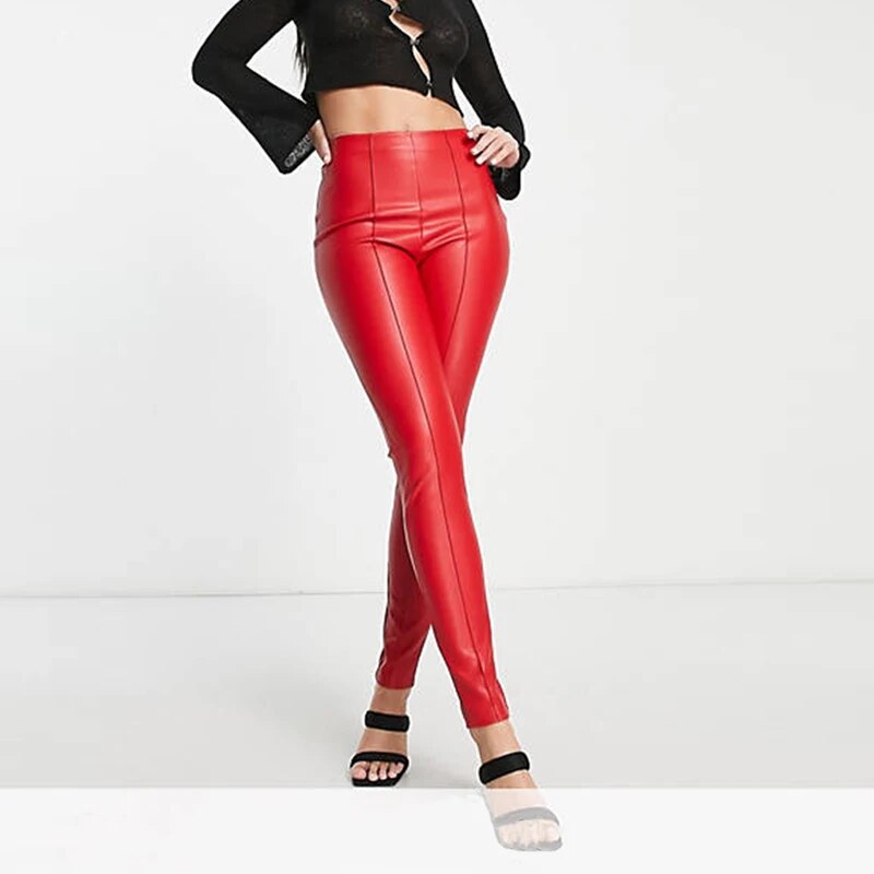 Chic England-Style Plus-Size Leather Pants