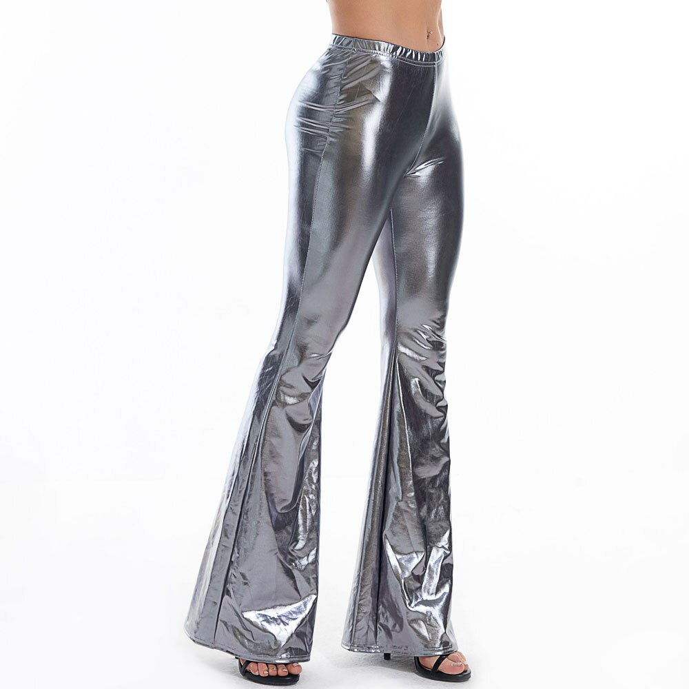 Shiny Metallic Flare Pants