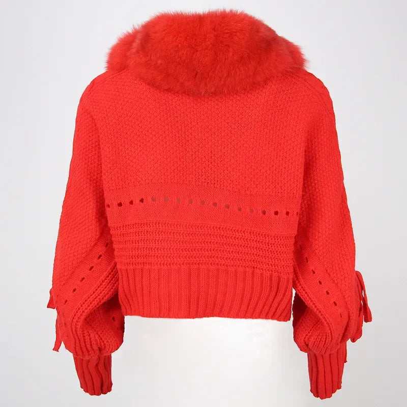 Autumn Chic Fur Knit Cardigan Sweater