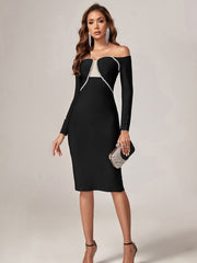 Black Long Sleeve Bandage Dress - Sleek and Chic