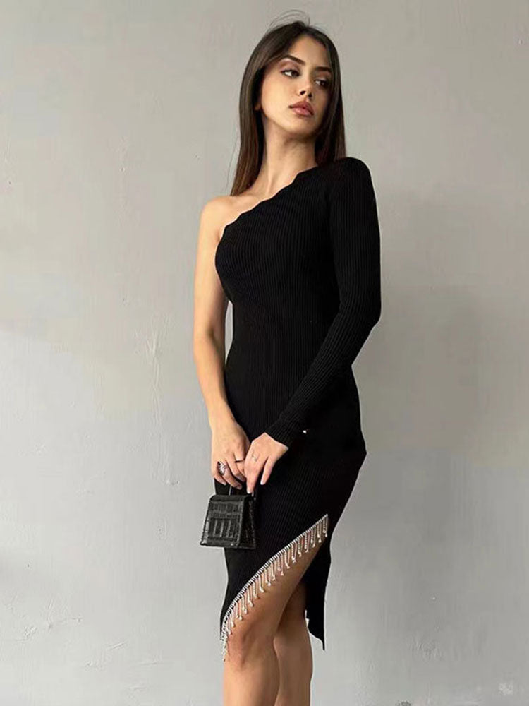 Asymmetric Knit Dresses Vestido