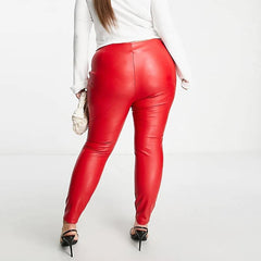 Chic England-Style Plus-Size Leather Pants