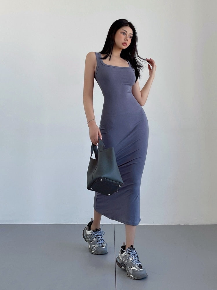 Shoulder Strap Slim Tank Dresses