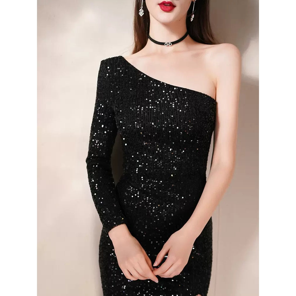 Sequins One Shoulder Party Dresses