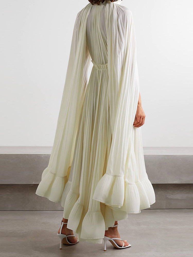 Irregular Cloak Sleeves Spliced Dress