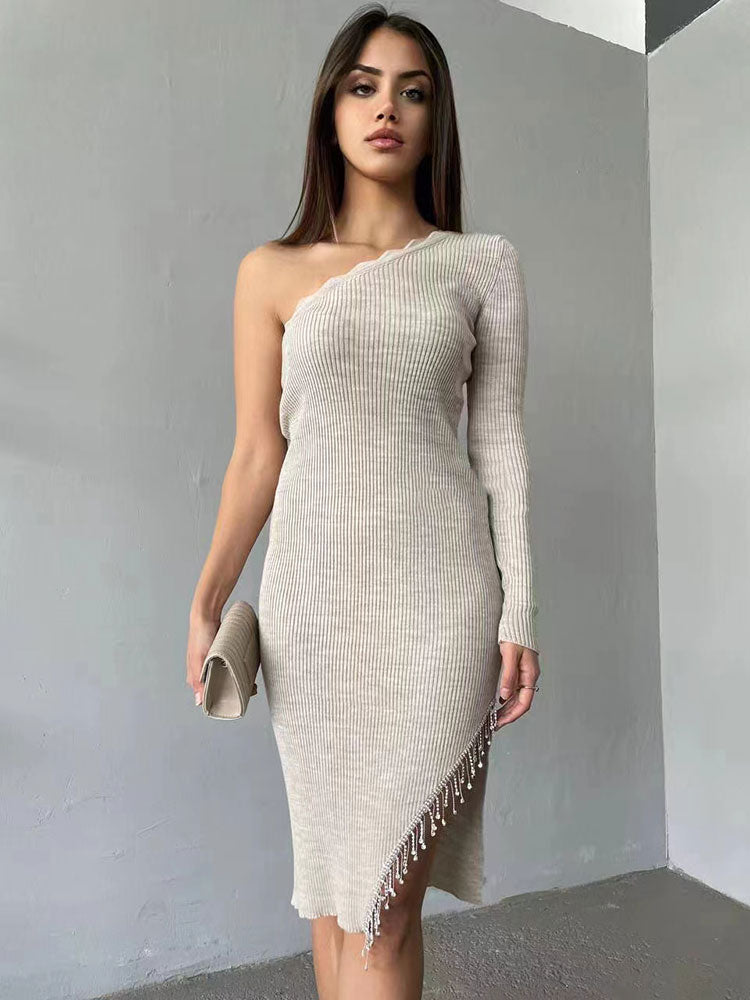 Asymmetric Knit Dresses Vestido