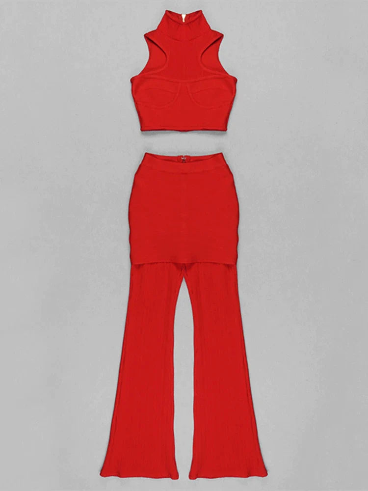 Chic Bandage Crop Top and Pants Set