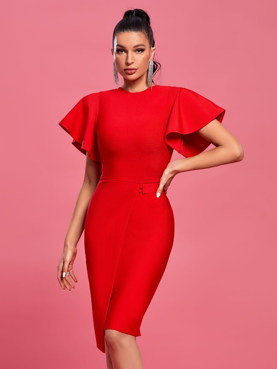 Red Midi Bandage Dress