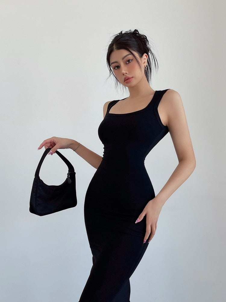 Shoulder Strap Slim Tank Dresses