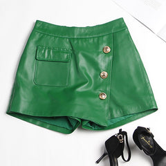 Genuine Leather Shorts Loose Korean Style