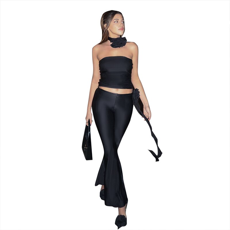 Backless Top Long Pant Outfit Set