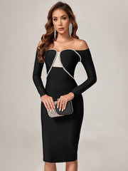 Black Long Sleeve Bandage Dress - Sleek and Chic