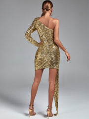 Sequined Golden Evening Dress