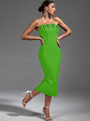 Chic Green Backless Midi Party Dress