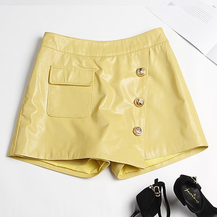 Genuine Leather Shorts Loose Korean Style