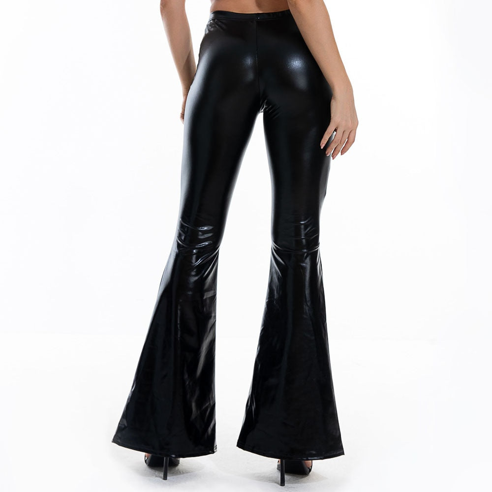 Shiny Metallic Flare Pants