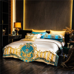 Luxury Embroidered Satin Quilted Bedding Set