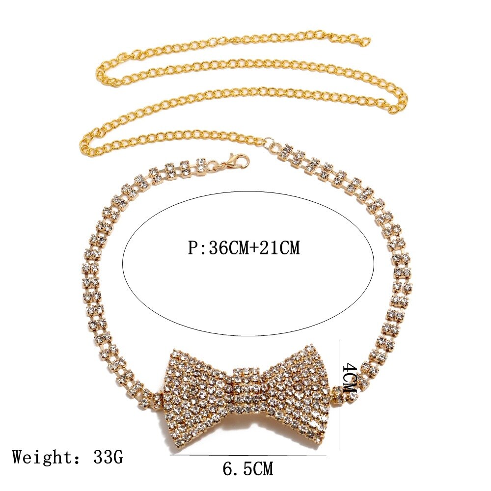 Shiny Rhinestone Bow Tie Necklaces