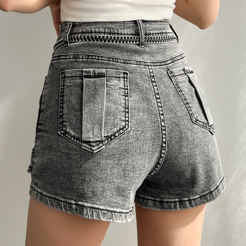 Irregular Denim Shorts Skirt